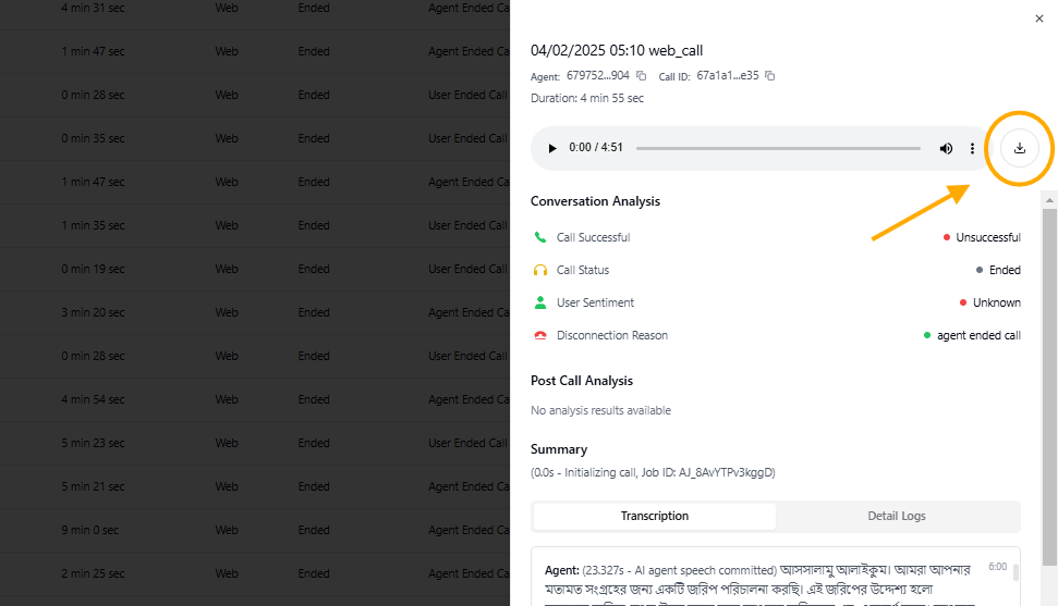 Post Call Analysis Dashboard